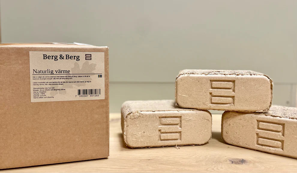 Træbriketter Berg & Berg Kasse med 5 x 10 kg.